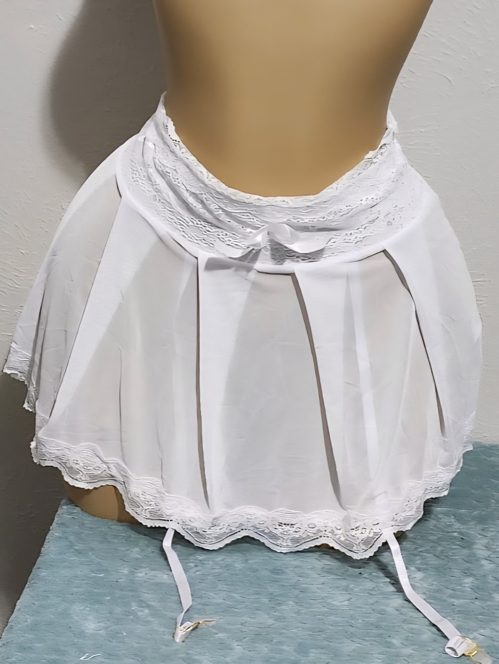 White Lace Garter Skirt w/Adjustable Straps